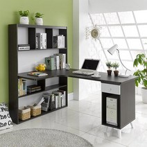 고등학생 넓은 책장 컴퓨터책상 세트 업무용 학원 미드센츄리 작업용 사무실 튼튼한, 화이트