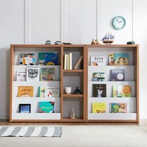 루니코 전면 책장 세트 책꽂이, 색상:아카시아화이트