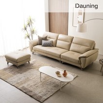 블리제 4인 전체 통가죽 소파+스툴, 초코