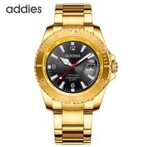 스킨스쿠버 잠수복 아쿠아양말 Addies-스테인레스 스틸 남성 다이빙 시계 방수 50 미터 쿼츠 무브먼트, 01 Gold