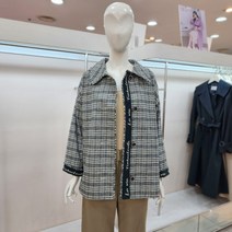 제이제이지고트 여밈 레터링 싱글 칼라 체크 자켓 GK3A0JKJ3