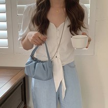 셔링 주름 미니 크로스 토트백