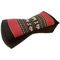 [태국 전통] 먼쌈리얌 천연 케이폭 (Kapok) 쿠션 땅콩베개 / 목베개 / 목 편한베개 / 숙면베개, 블랙, 1개