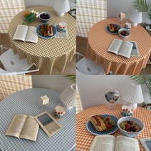 빈티지 감성 체크 테이블보 테이블 러너 캠핑 카페 커피숍 식탁보, 70x70, 옐로우