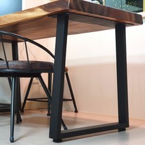 T자형 우드슬랩다리 블랙(한개당) 테이블 식탁 철재 국내제작 스틸 30X60각 사이즈변경가능 분체도장 색상변경가능 원목상판다리 튼튼한다리, 700mm(상판부착면)x800mm(바닥면), 690mm