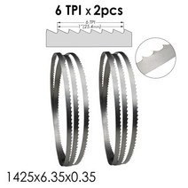 골절기톱날 1650mm 1980mm tasp 2개 1425 띠 1425 x 6.35 x 0.35 for 8quot 드레이퍼 bs250 누툴 폭스 실버라인 델타 우드 커팅 띠톱, tpi 6
