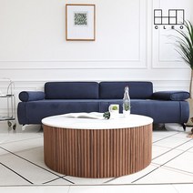끌레오 라리타 포세린 세라믹 템바보드 원형 인테리어 거실 소파 테이블 900 CL427, 화이트 세라믹, 화이트