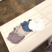당일출고/ 귀여운 프릴 아기턱받이-가벼운 3중거즈 4색상/ 태교DIY 아기턱받이만들기/ 프랑스자수/ 면100%, 아이보리