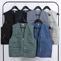 스타일도사 춘추 여름 작업조끼 배달 근무복 작업복 라이더조끼 아웃도어 등산 낚시조끼 단체 유니폼 택배 포켓 주머니, XL(100), 블랙