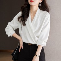 스타일아유 랩 브이넥 무지 여성 데일리 블라우스 셔츠 오피스 출근룩