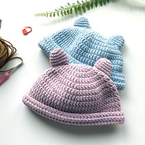아기곰 신생아 뜨개 모자 DIY 키트 패키지, 738연남보라