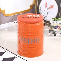 포차의자 원통 깡통 의자 드럼통 포차 풋 스툴 철제, 오렌지 큰 두꺼운 휴대용 정통 배럴 높이 47