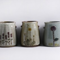 모리 도자기 물빠짐 수저통 3종, 수국