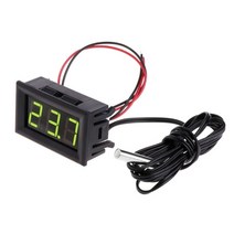DC 12V 미니 디지털 LED 온도계 자동차 온도 모니터 패널 미터 측정 범위 -50-110°C 온도 프로브, green, 한개옵션1