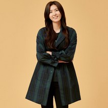 지센 여성 타탄 체크 트렌치 코트 LFCAL902