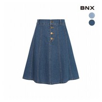 [BNX] [비엔엑스] 여성 버튼 뒷 밴딩 데님 스커트
