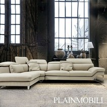 [플레인모빌리] 루벤스 3000 코너확장형 카우치 천연가죽소파, 밀크베이지, 앉아서 좌형