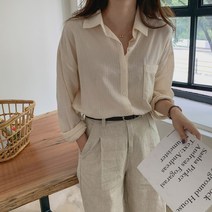 린다샵 루노바 루즈 포켓 스트라이프 셔츠-NB1556K17