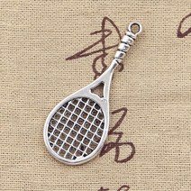 테니스 라켓 용품 6pcs 매력 배드민턴 48x19mm 골동품 만들기 펜던트 맞춤 빈티지 티베트어 청동 실버 색상 diy 수제 보석, 골동품 은도금