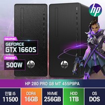 HP 프로데스크 280 G8 MT 11세대 I5-11500 GTX1660Super FreeDOS 게이밍데스크탑, 16G/SSD256G/HDD1T/GTX1660S/DOS