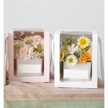 파스텔 투명창 선물 포장 꽃상자 꽃박스 플라워박스, 대, 옐로우