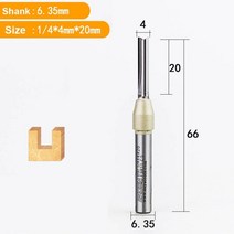 엔드밀 드릴밀 arden cnc woodworking tool tct 트리밍 스트레이트 엔드 밀 커터 tungsten steel router bit for mdf plywood, 6.35x4x20, 1개