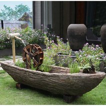 정원 분수 조경 워터 장식품 마당 풍경 물레방아 인공 연못 흐르는 물, 01 목석 보트