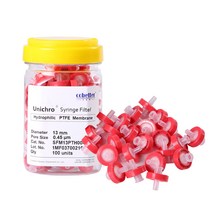 COBETTER 주사기 필터 PTFE 실험실 필터 소수 여과 100개 비무균 적색(공경 0.45μm 직경 13mm)