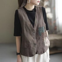 여성 캐주얼 린넨 빅사이즈 민소매 나시 조끼