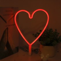 Ciliver 야시장 노점등 실내 네온사인 크리스마스 하트 러브 구름 플라밍고 USB 배터리 케이스 장식 랜턴, 1개, 레드 하트