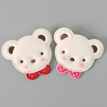 펠트친구 귀여운 곰와펜[1549]/ 패치 뱃지 의류 소품 헤어악세사리 브로치 꾸미기 리폼, 핑크