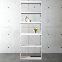 앵글선반 철제 창고 다용도실선반 6단 1500 x 700 x 2100, 화이트, 9mm 양면코팅 보드