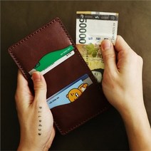 셀러허브 패션 수제 심플스퀘어 가죽 지갑 오일풀업 브라운