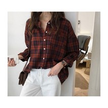 여성 체크 남방 2컬러 1P 여자 슬림핏 블라우스 레이스 패턴 모던 무난한 봄 셔츠 데일리 꽃구경 옷 롱 정장 흰색 화이트 기본 긴팔 예쁜