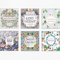 미니 컬러링북 24페이지 1권 6종류 성인 색칠공부 도안 컬러드로잉, 4컬러링북-원더랜드