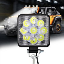 12V 24V 자동차 트럭 LED 스팟 빔 화이트 작업 조명 미니 27W 9LED 스퀘어 스포트라이트 오프로드 운전 안개등 2 개