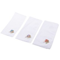 자수손수건 꽃 100 면 12 개 팩 편안한 포켓 여성용 화이트, Style 1