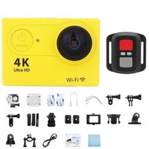 울트라 HD 4K 30FPS 텔레컨트롤 액션 카메라 와이파이 2.0-인 170D 수중 방수 헬멧 비디오 녹화 스포츠 캠, 옐로우 텔레컨트롤, 카드 없음