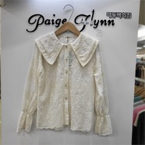 [페이지플린] DP01 레이스 블라우스 진주블라우스 레이스블라우스 빅카라블라우스 F3ABL