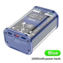 올인원파워뱅크 캠핑용 휴대용 배터리 HOCO 보조베터리 10000mAh 투명 22.5W PD 빠른 충전 휴대용 아이폰, 01 blue_01 10000mAh