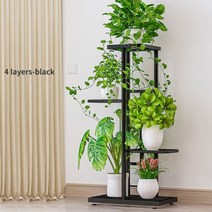 6/7/8 레이어 꽃 스탠드 랙 선반 철 공장 홀더 홈 정원 냄비 주최자 거실 스토리지, 4layers-black