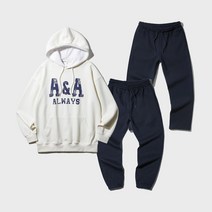 앨빈클로 [SET] A&A 와플 배색 후드티 무지 조거/세미와이드 팬츠 셋업 - MULTI