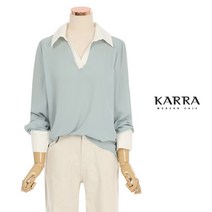 KARRA 오픈넥카라배색블라우스_KB2SBL051Q