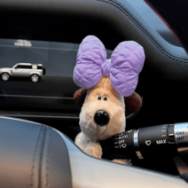 그로밋차량 리본 강아지 자동차 품절 품 카세트 장식 차내 신차 굿즈, 자주색