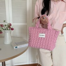퀄트가방 신제품 패션 캔버스 숄더백 여성용 재사용 가능한 대용량 핸드백 토트백 면 쇼핑 가방 2023, 03 Pink