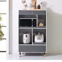 와이드 렌지 수납장 커피정리대 탕비실 회사 주방그릇장 밥솥다이 원룸, 그레이 화이트