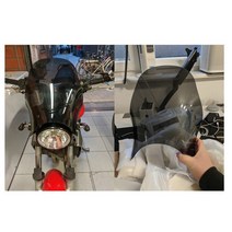 오토바이 앞 유리 라운드 헤드 라이트 거리 자전거 윈드 스크린 스크린 유리 honda cb400 cb750 가와사키 야마하 스즈키 sv650, 연기