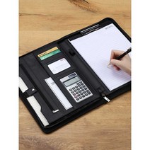 A4 서류 가방 폴더 파일 케이스 클립 문서 정리 메모 바인더 비즈니스, 04 브라운 - 계산기 없음