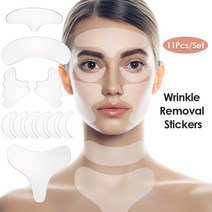 목세로주름 세로목주름 일일일팩 눈밑주름패치 목주름팩 실리콘팩 재사용 가능한 얼굴 목 주름 제거 실리콘 패드이마목눈 스티커피부가슴 리프팅 케어 패치, 01 11pcs