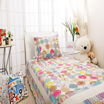 [몽리앙] 면워싱 향균가공 무지개-스프레드 (패드겸이불) Q / SS /목화솜 충전재